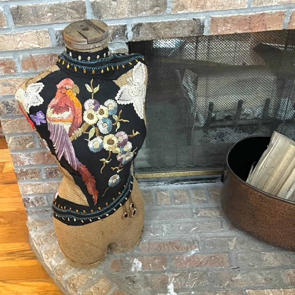 Primitive Wood-Handcrafted Victorian Mannequin Torso Mixed Art-Media Sculpture - Picture 7 of 10